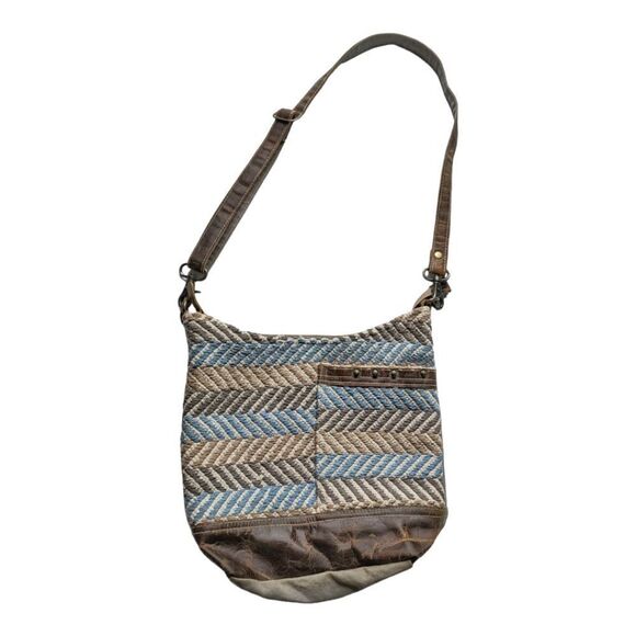 MYRA Blue Chip Recycled Military Tent Shoulder Bag - Picture 3 of 15